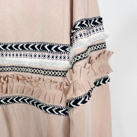 New See and Be Seen Large Pink Blush Ruffle Detail Striped Sweatshirt Crew Neck - Picture 4 of 10